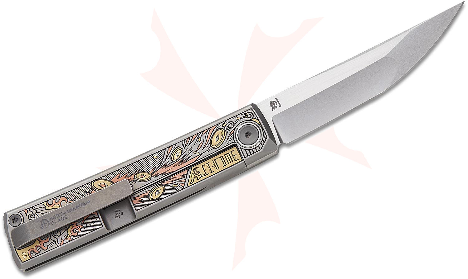 North Mountain Blade Kaiken Frame Lock Front Flipper Knife 3.5