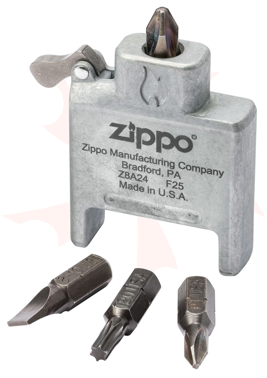 Zippo Magnetic Bit Safe Screwdriver, Holds 4 Bits, Satin Chrome