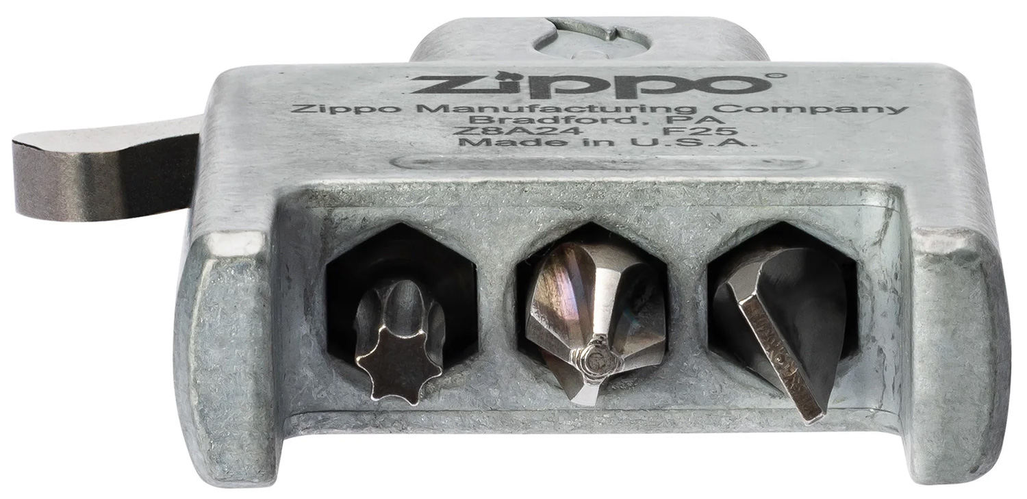Zippo Magnetic Bit Safe Screwdriver, Holds 4 Bits, Satin Chrome