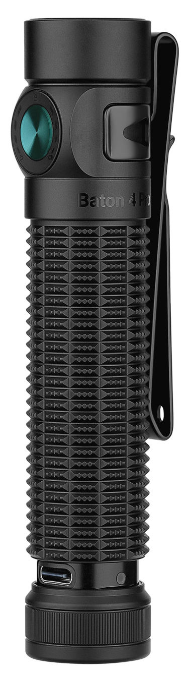 Olight Baton 4 Pro Rechargeable LED Flashlight, Matte Black, 1600