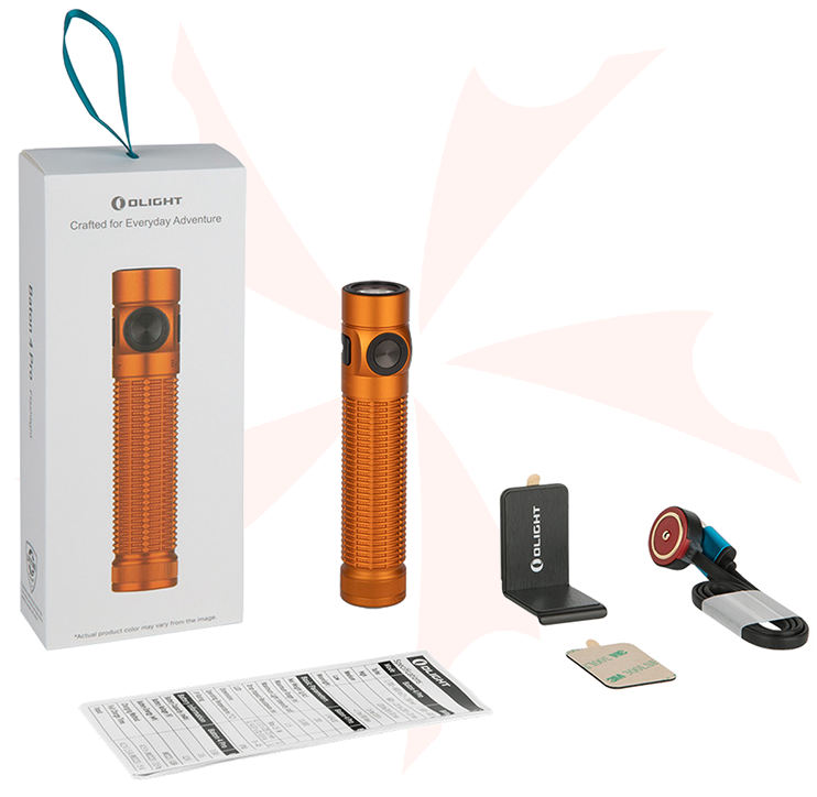 Olight Baton 4 Pro Rechargeable LED Flashlight, Orange, 1600 Max