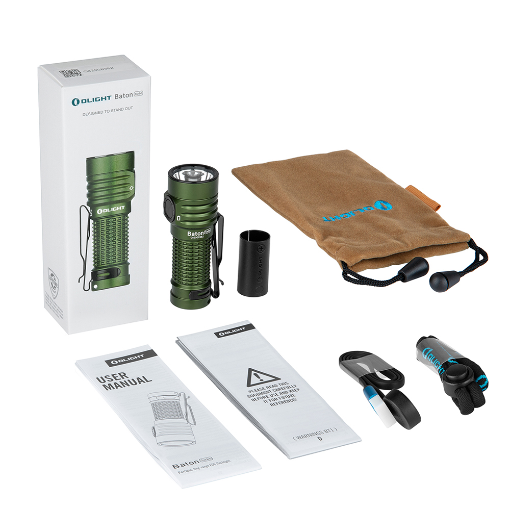 Olight Baton Turbo Rechargeable LED Flashlight, OD Green, 1000 Max