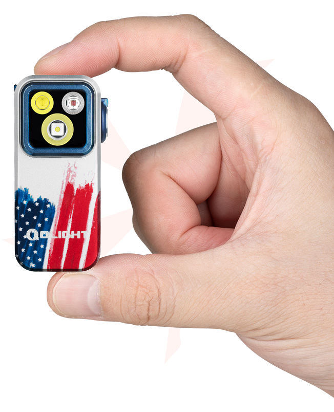 Olight Oclip Pro Clip Light, Stars & Stripes Edition, 500 Max