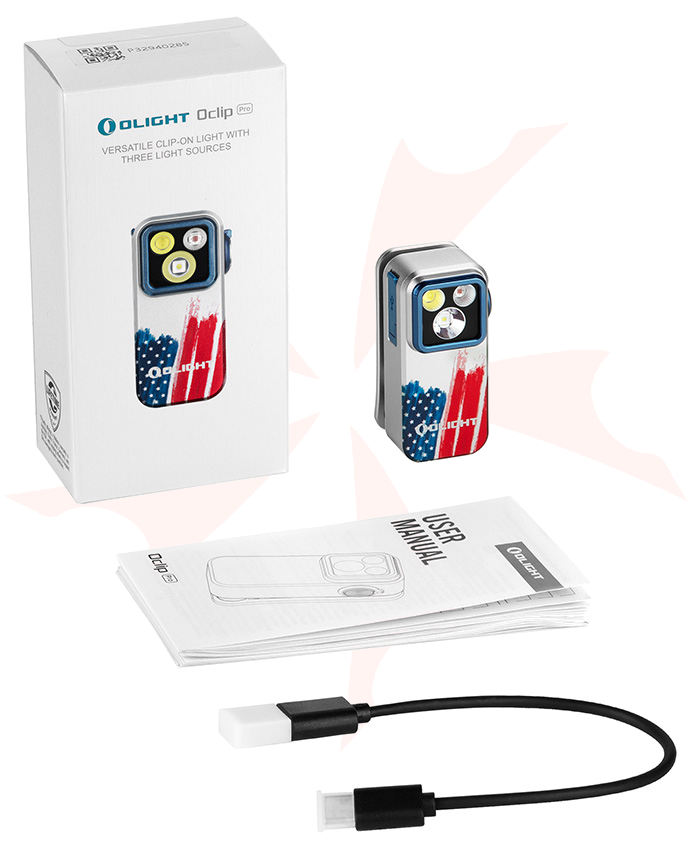 Olight Oclip Pro Clip Light, Stars & Stripes Edition, 500 Max