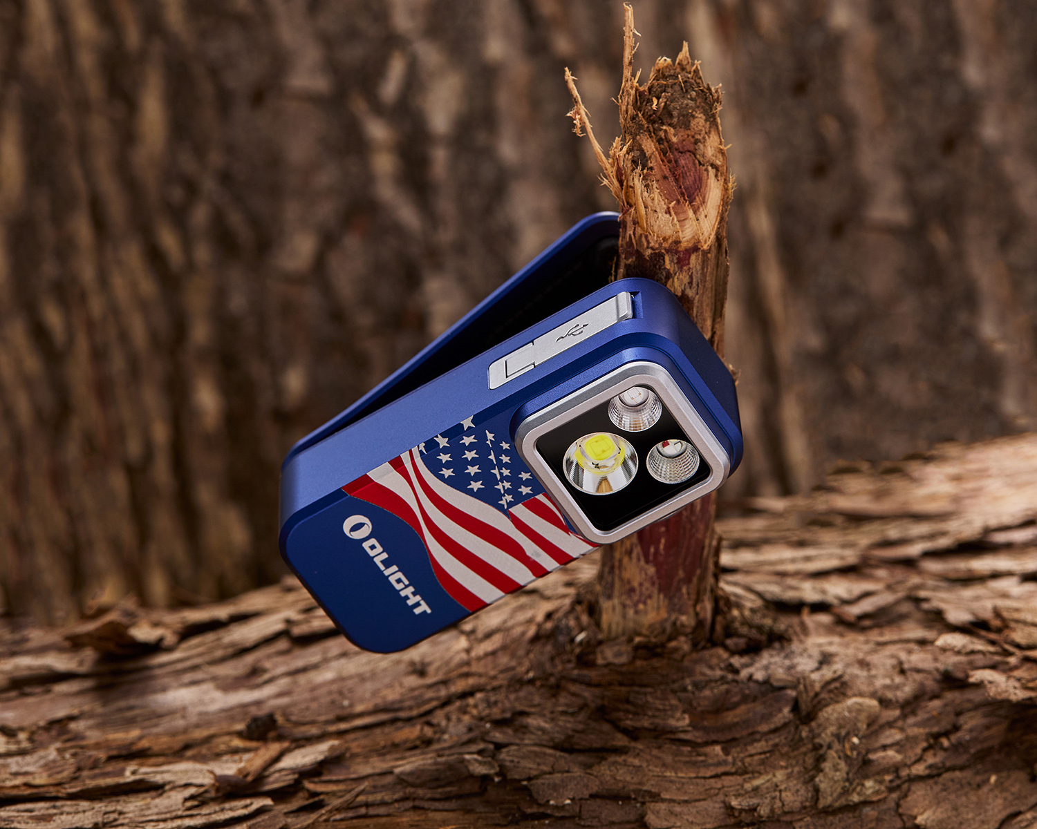 Olight Oclip Pro S Clip Light, Stars and Stripes, 600 Max Lumens