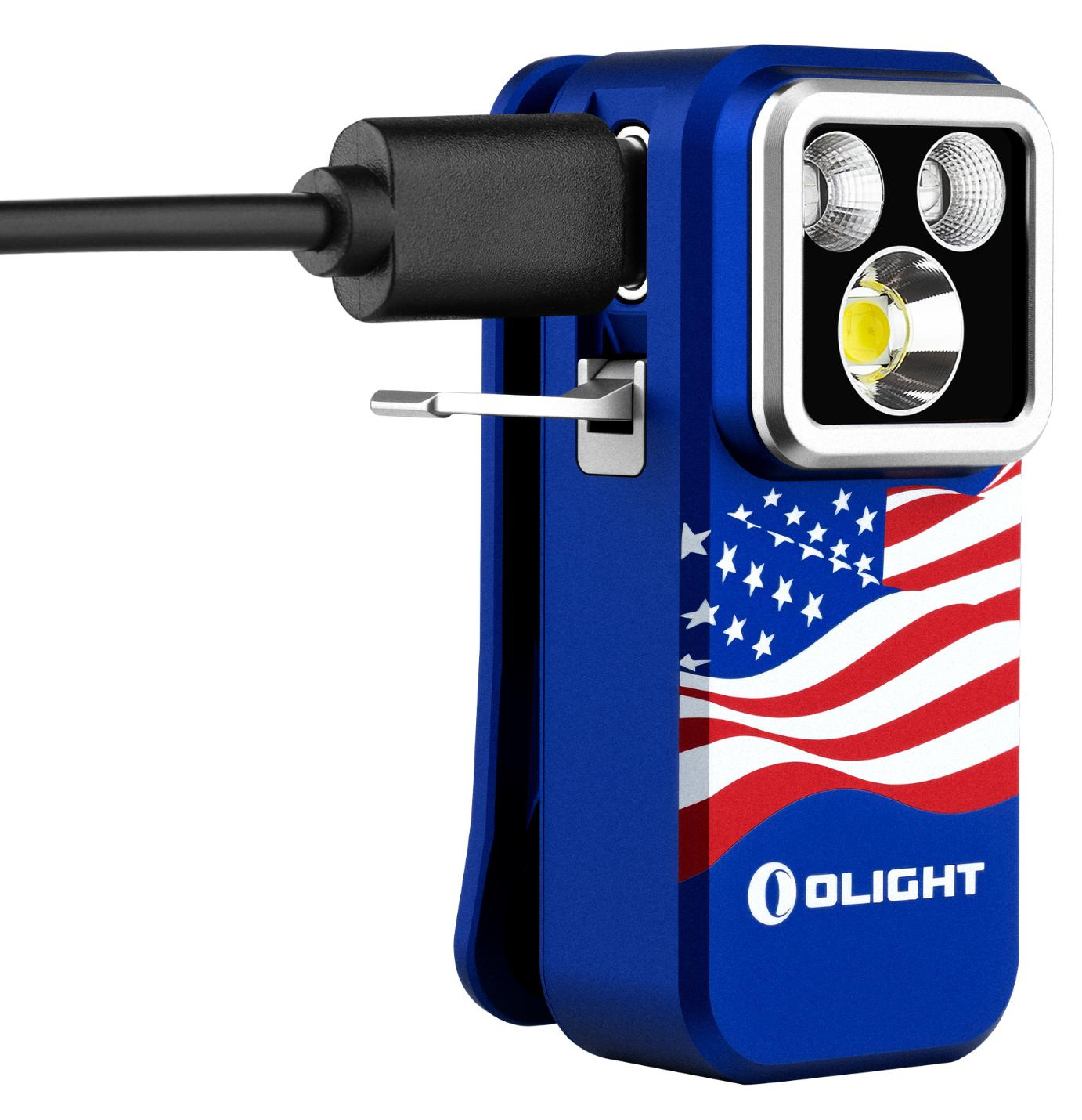 Olight Oclip Pro S Clip Light, Stars and Stripes, 600 Max Lumens