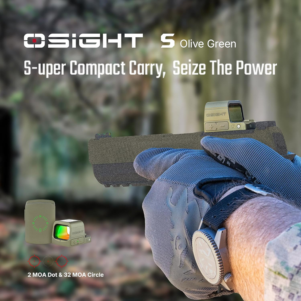 Olight Osight S Olive Green Rechargeable Optic, Red Reticle, 2 MOA