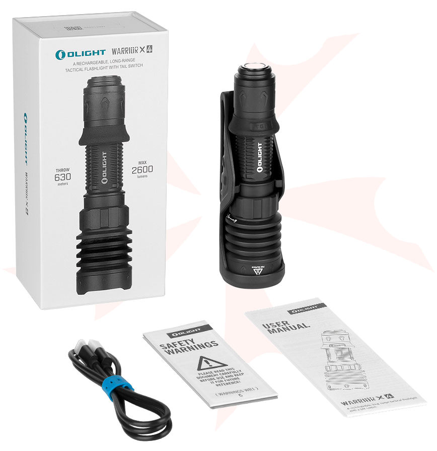 Olight Warrior X 4 Tactical Rechargeable LED Flashlight, Matte Black, 2600 Max Lumens