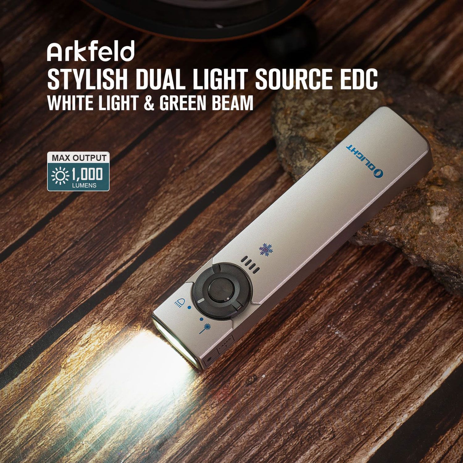 Olight Limited Edition Winter 3 Titanium Arkfeld Rechargeable LED Flat  Flashlight, 1000 Max Lumens