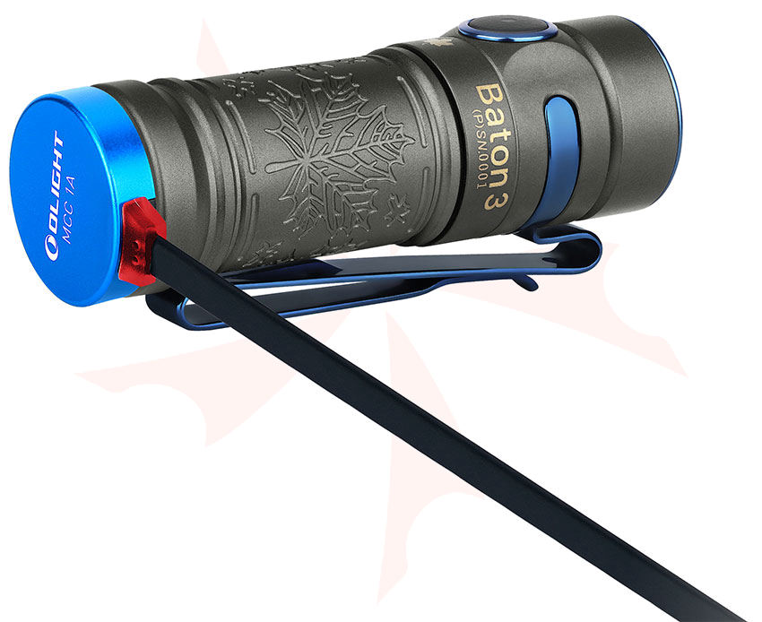 Olight Baton 3 Premium Edition Red - 1200 Lumens, Wireless Charger, Rechargeable 550mAh Battery