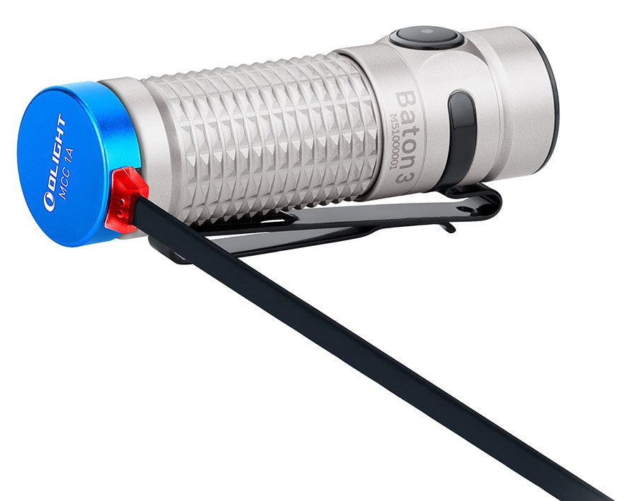 Olight Baton 3 Rechargeable LED Flashlight, Blasted Stainless 