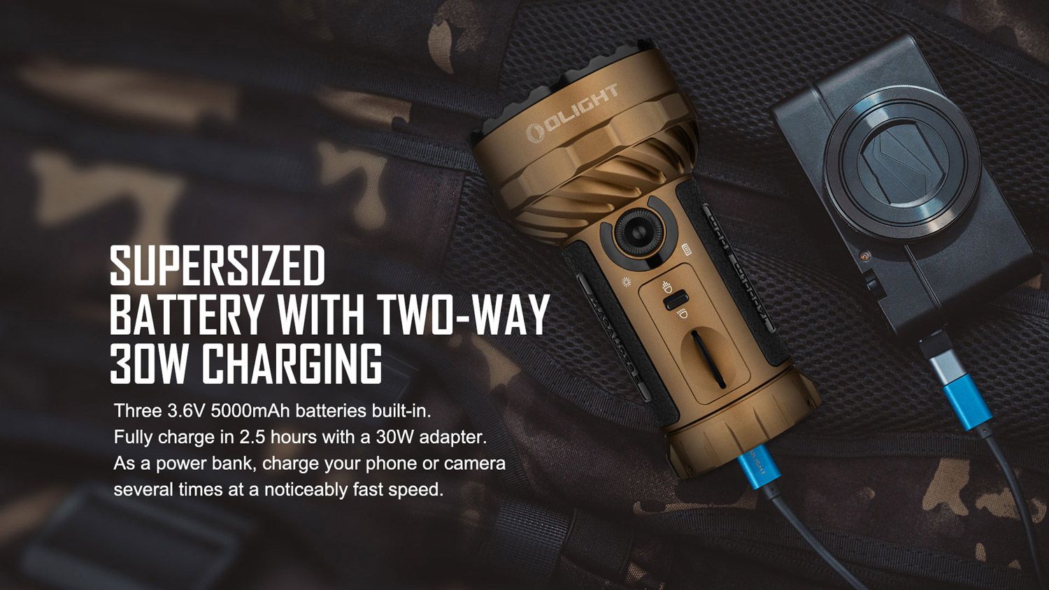 Olight Limited Edition Desert Tan Marauder 2 Variable-Output Rechargeable  LED Floodlight, 14,000 Max Lumens - KnifeCenter - Marauder 2 Desert Tan -  Discontinued