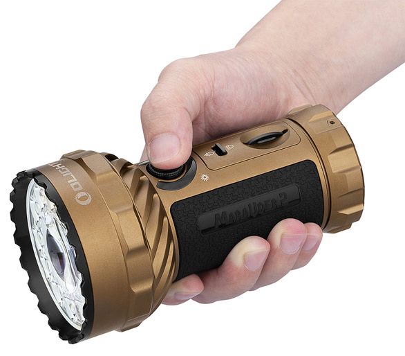 Olight Limited Edition Desert Tan Marauder 2 Variable-Output Rechargeable  LED Floodlight, 14,000 Max Lumens - KnifeCenter - Marauder 2 Desert Tan -  Discontinued