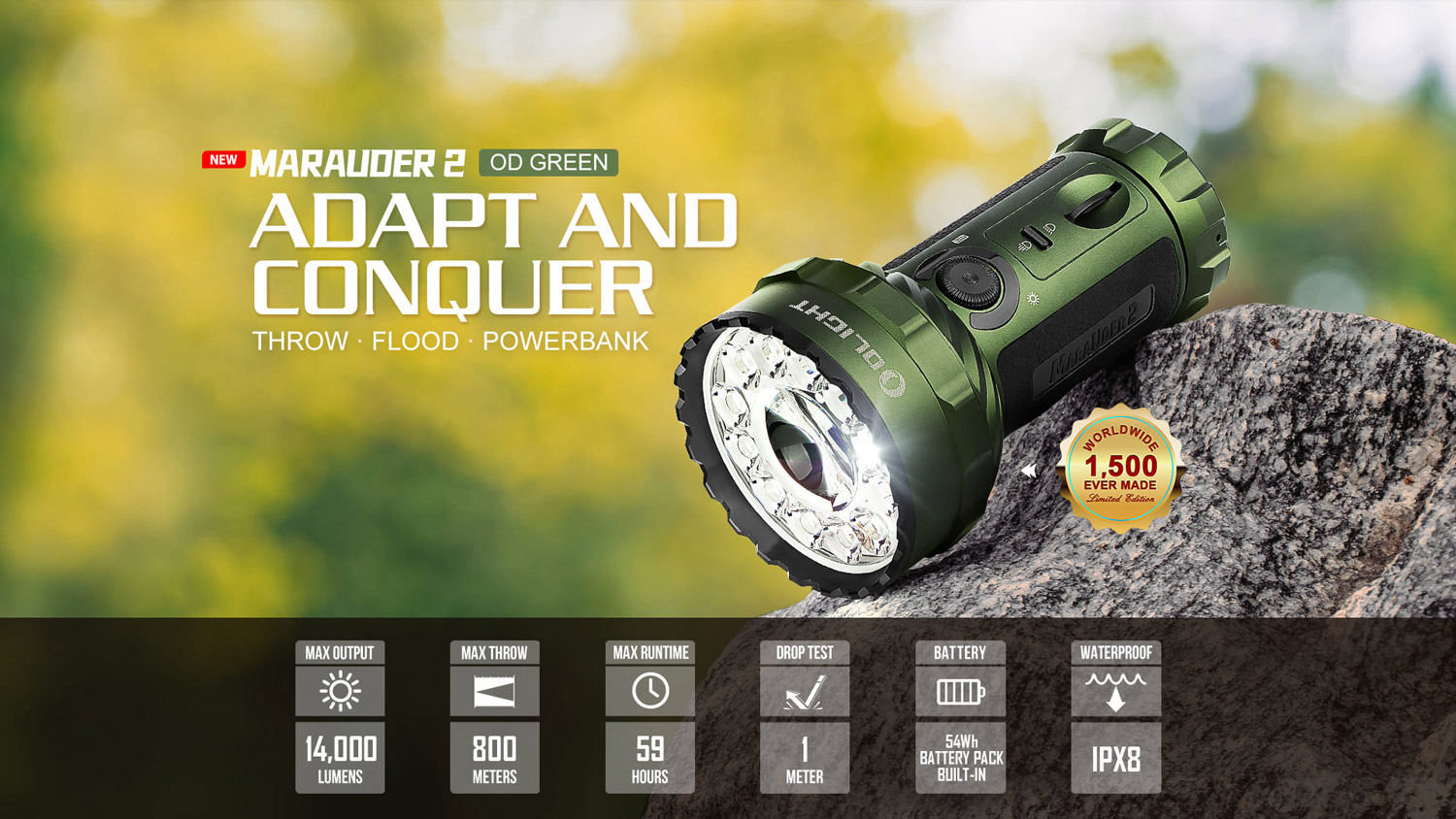 1-53 OLIGHT MARAUDER 2 OD Green Olight Marauder Green RGB High