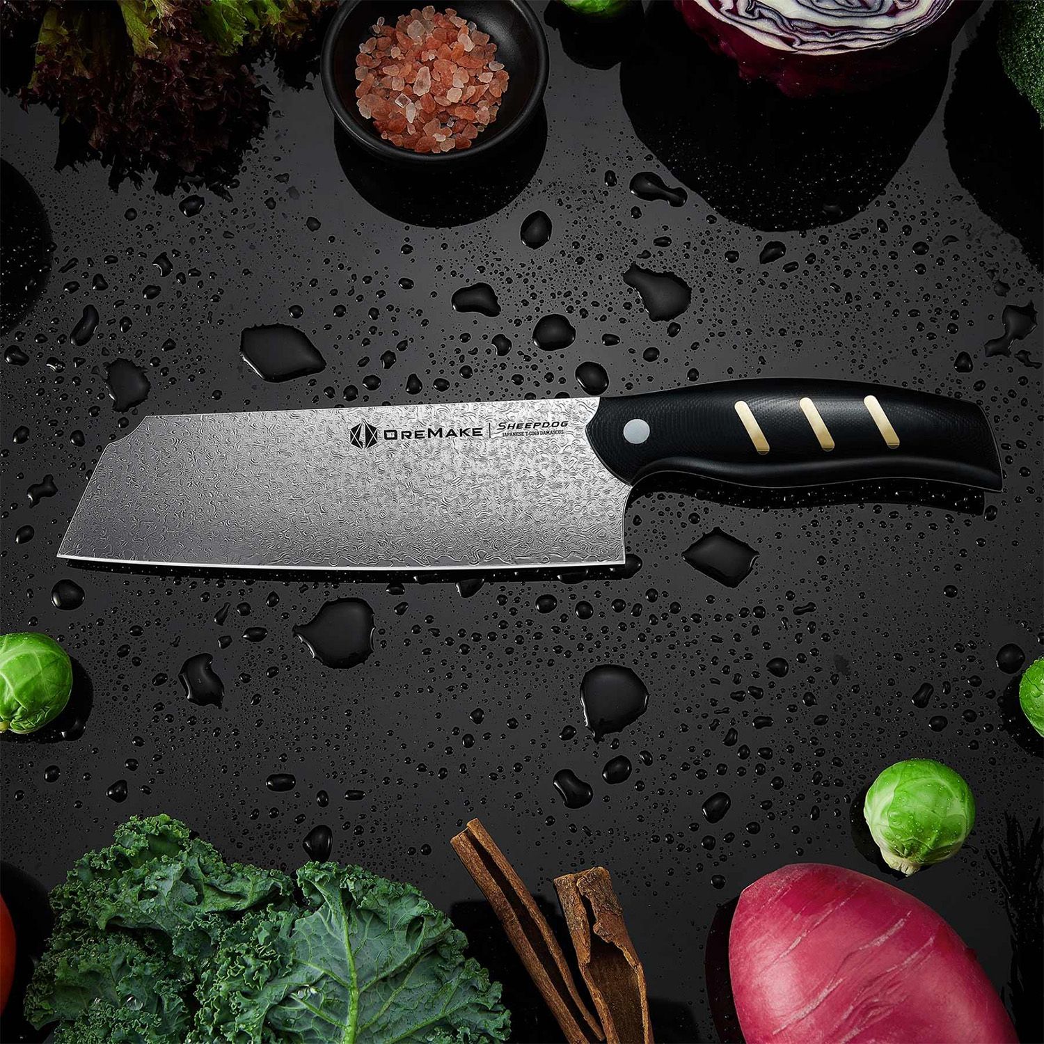 OLIGHT OREMAKE Monsoon Outdoor Kitchen Knife Set with Leather Sheath  Portable