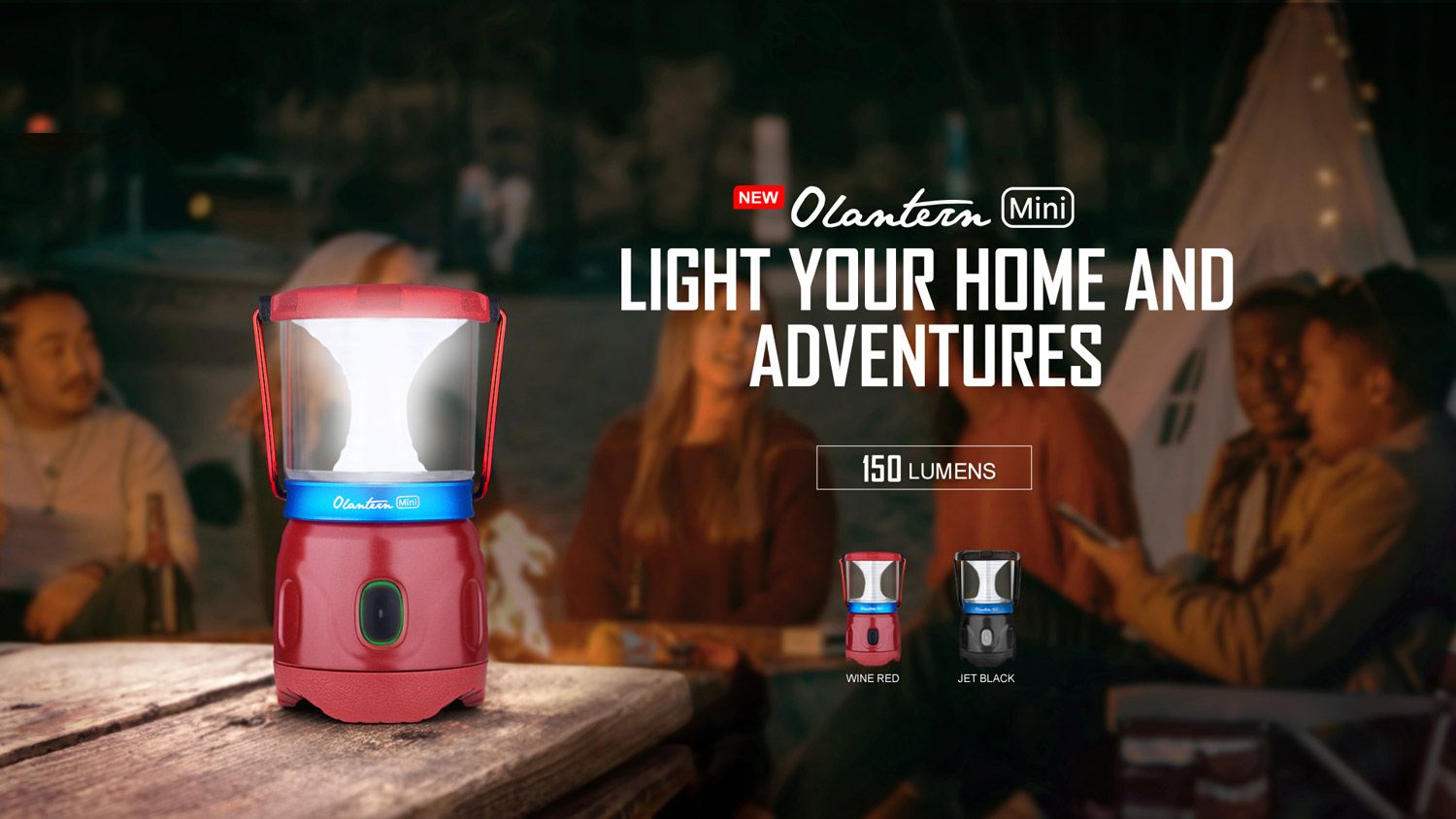 Olight OLantern Mini LED Rechargeable Lantern, Wine Red, 150 Max Lumens