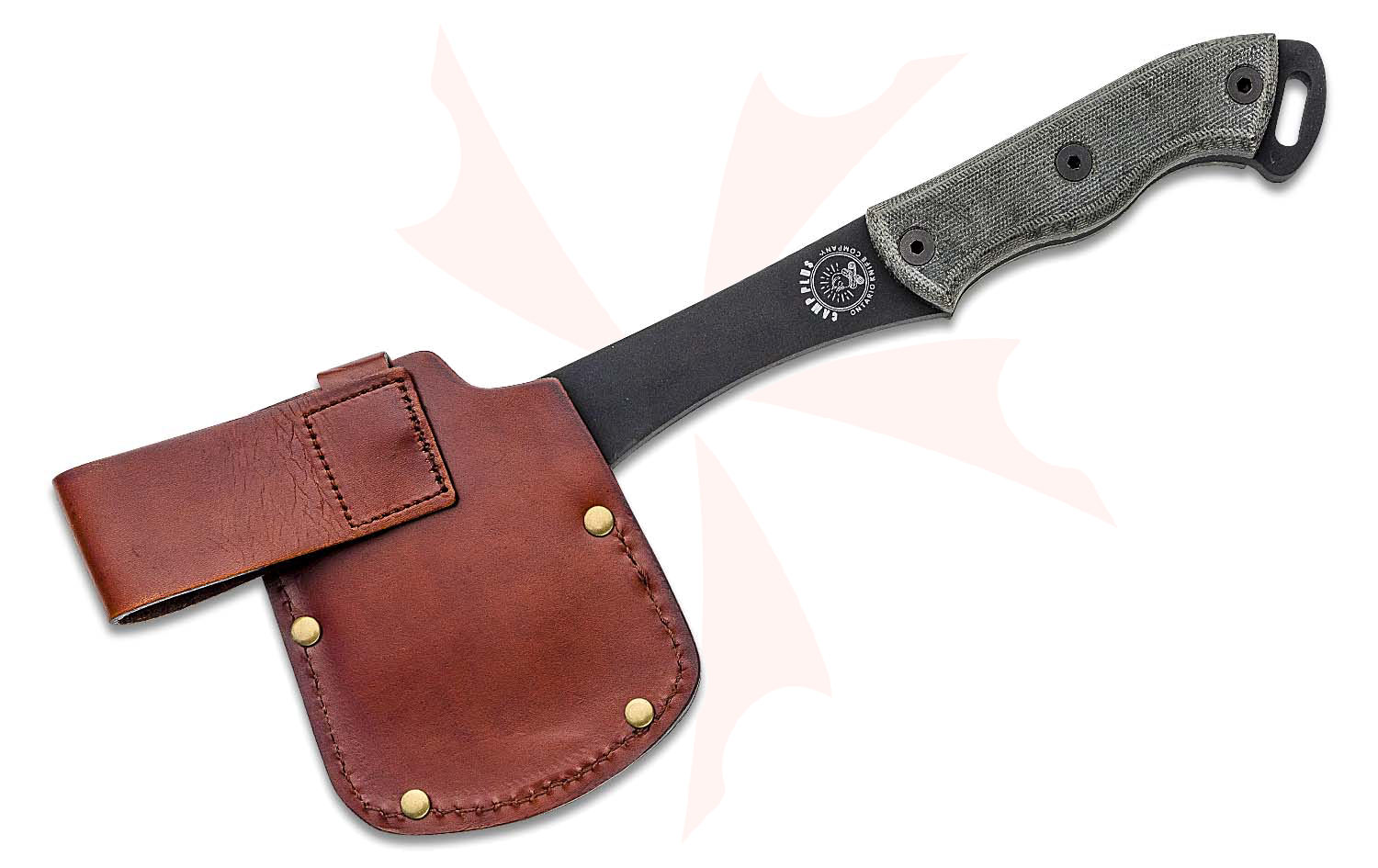 Ontario Camp Plus Hatchet 12" Overall, Black Carbon Steel Blade, OD
