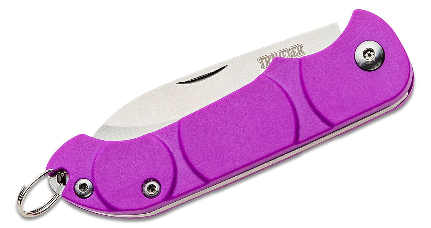 Ontario Traveler Keyring Folding Knife 2.13 Satin Plain Blade, Purple  Synthetic Handles - KnifeCenter - ON8901PUR