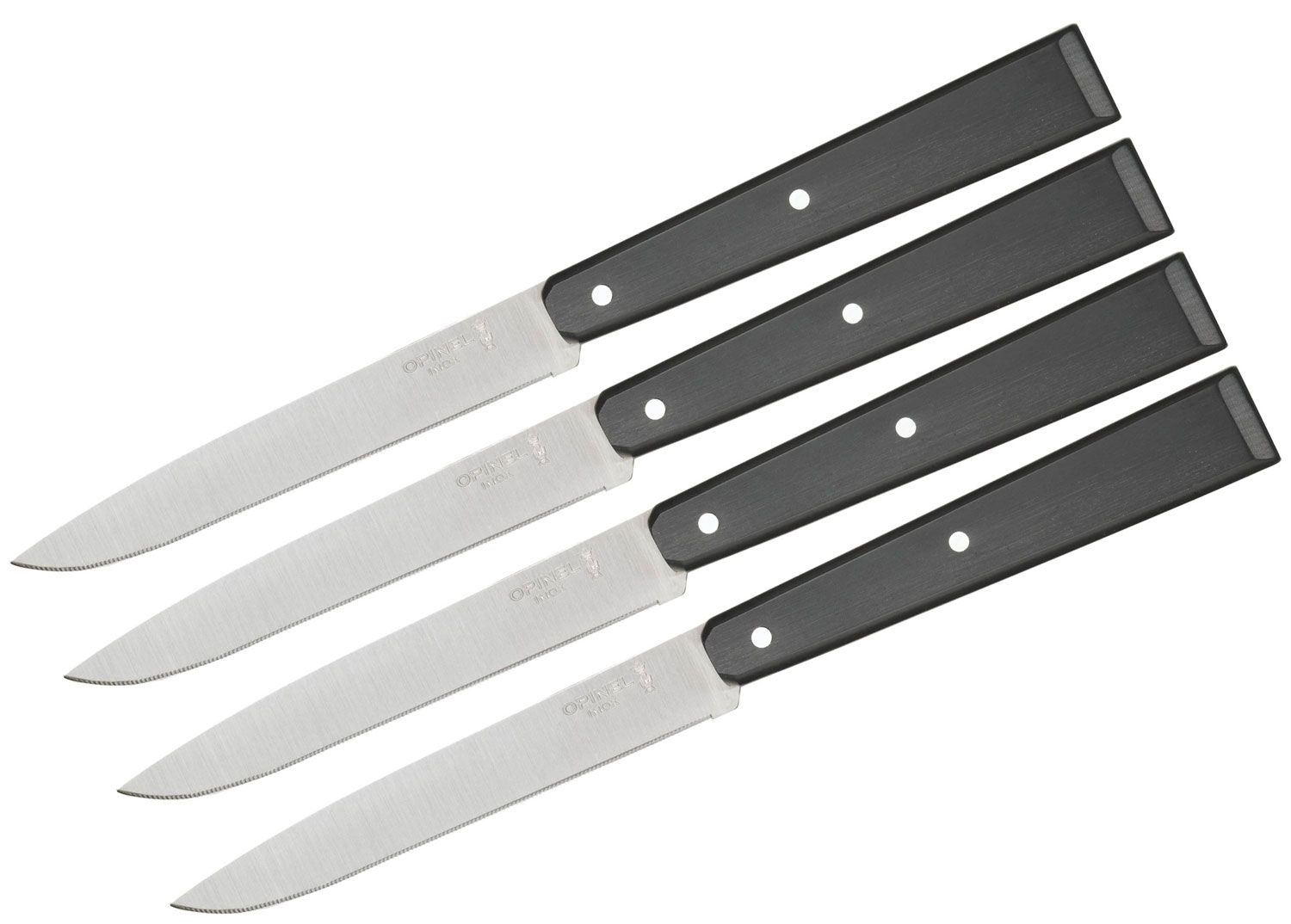 Opinel Bon Appétit Set of 4 No. 125 Pro Steak Knives Set, Black Polymer  Handles - KnifeCenter - 002437