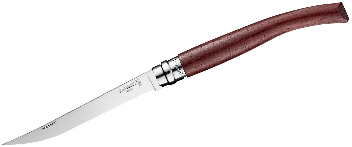 Opinel N012 Effile Ring Lock Folding Fillet Knife 5 Stainless Steel  Polished Plain Blade, Padouk Wood Handle - KnifeCenter - 002556