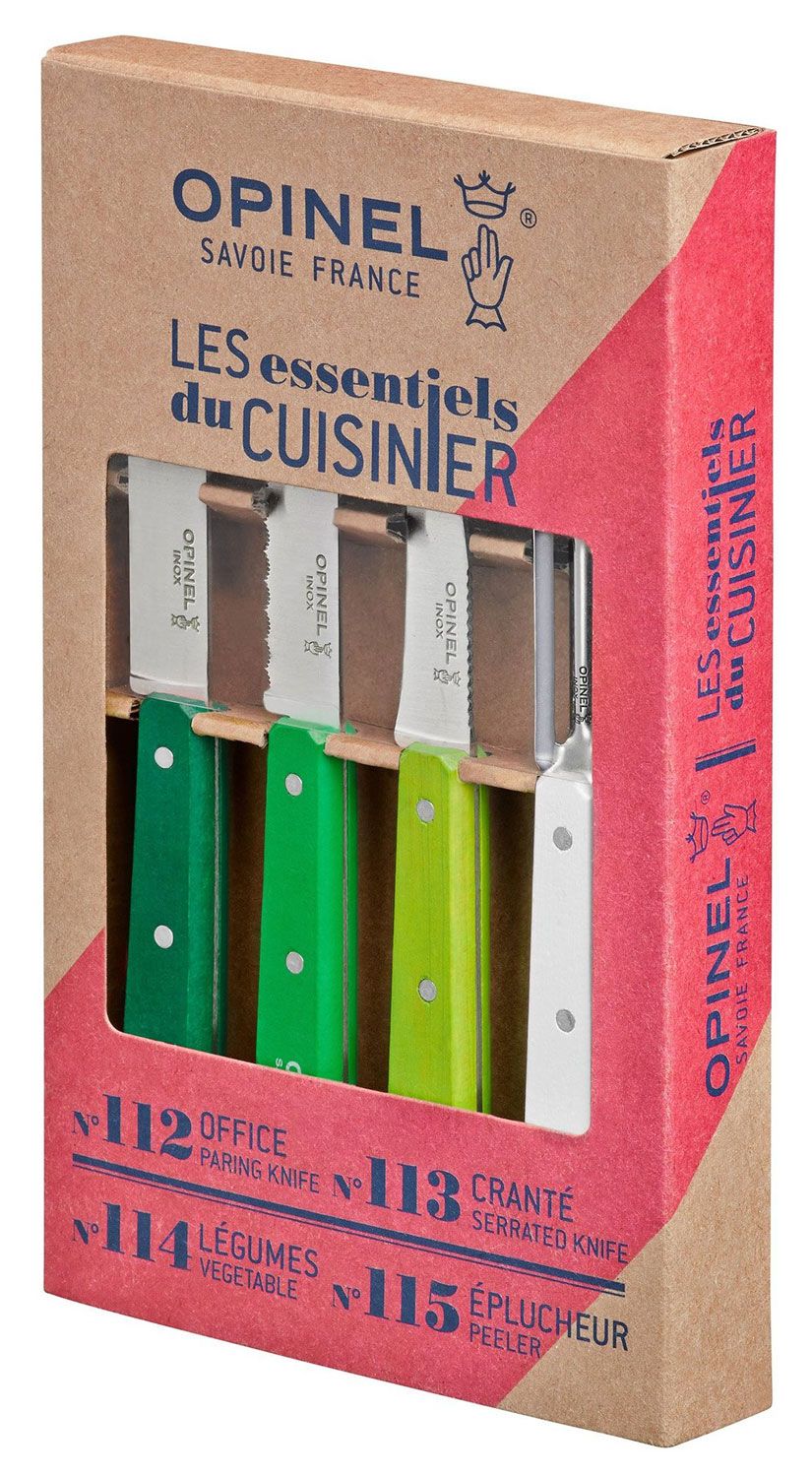 Opinel 4-Piece Essentials Small Kitchen Knives Set, Primavera Multi-Color  Hornbeam Handles