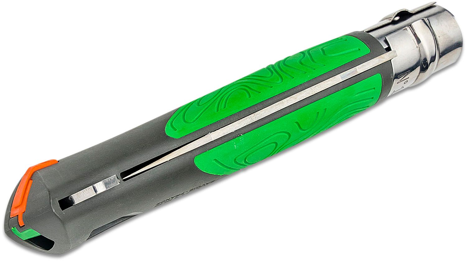 Opinel N012 Explorer Folding Knife 4 Sandvik 12C27 Stainless Plain Blade,  Green Polymer Handle w/ Tick Remover - KnifeCenter - 002489