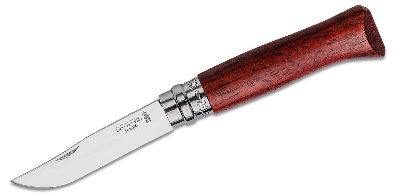 Opinel Luxury Collection N08 Folding Knife 3.28 12C27 Polished Plain  Blade, Padouk Wood Handle - KnifeCenter - 226086