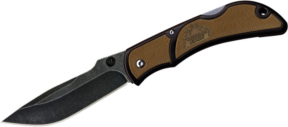 Lada spørgeskema Rendition Outdoor Edge Medium Chasm Folding Knife 3.3" Black Stonewash Plain Blade,  Coyote Brown Zytel Handles - KnifeCenter - CHC-33
