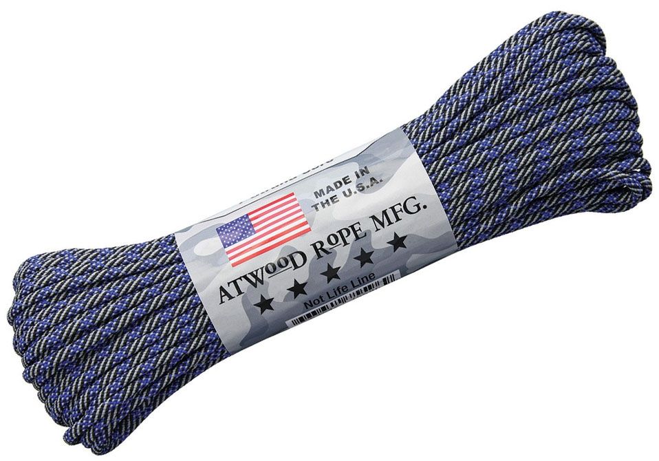 Atwood Rope 550 Paracord, Thin Blue Line, 100 Feet - KnifeCenter