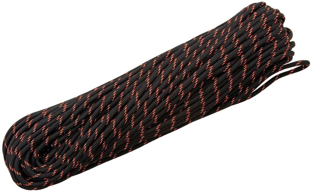 Marble's 550 Paracord, Black Reflective with Neon Orange Tracer, 100 Feet