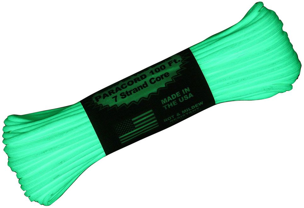 Atwood Rope 550 Paracord, Glow-in-the-Dark, 100 Feet - KnifeCenter