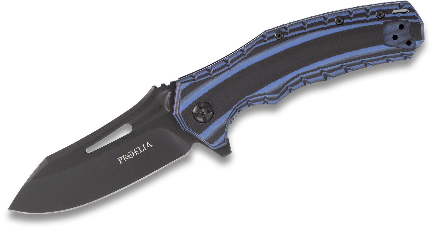 Proelia Tx020 Folder 4in Black Drop Blade Black G-10 Handle for sale online