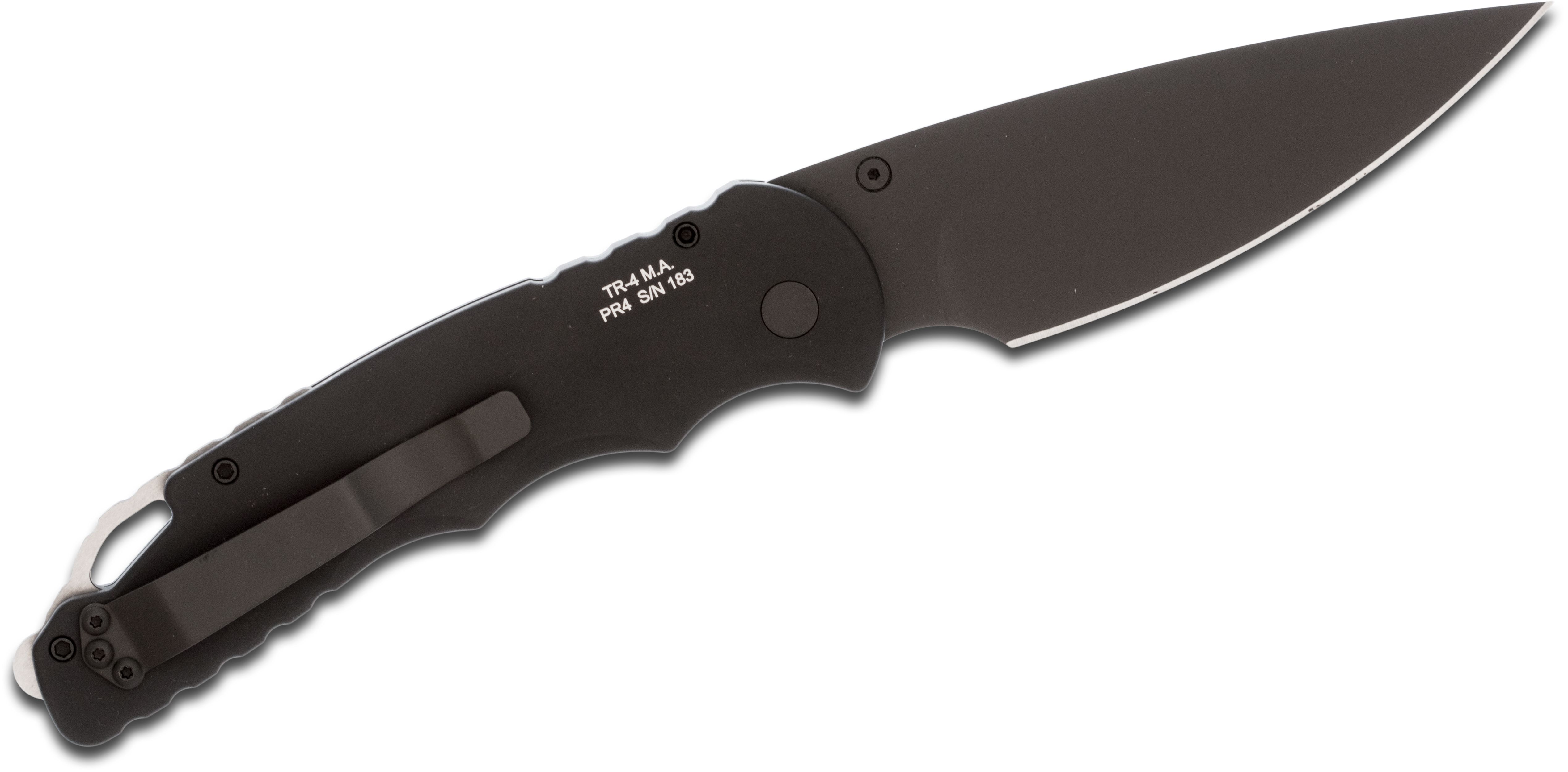 Pro-Tech TR-4MA.3 Manual Folding Knife 4" 154CM Black DLC Plain Blade