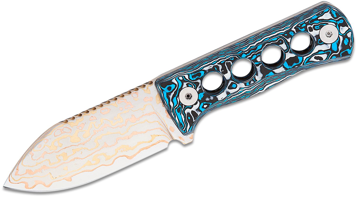 QSP Canary Neck Knife Brass Copper Damascus Blade Colorful CF Handle – QSP  KNIFE