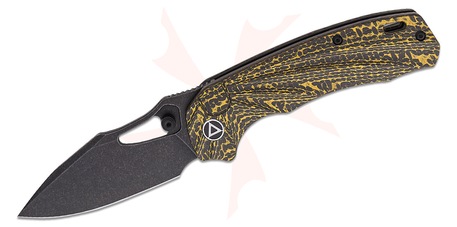 QSP Knives Hornbill Front Flipper Knife 3.25" S35VN Black Stonewashed