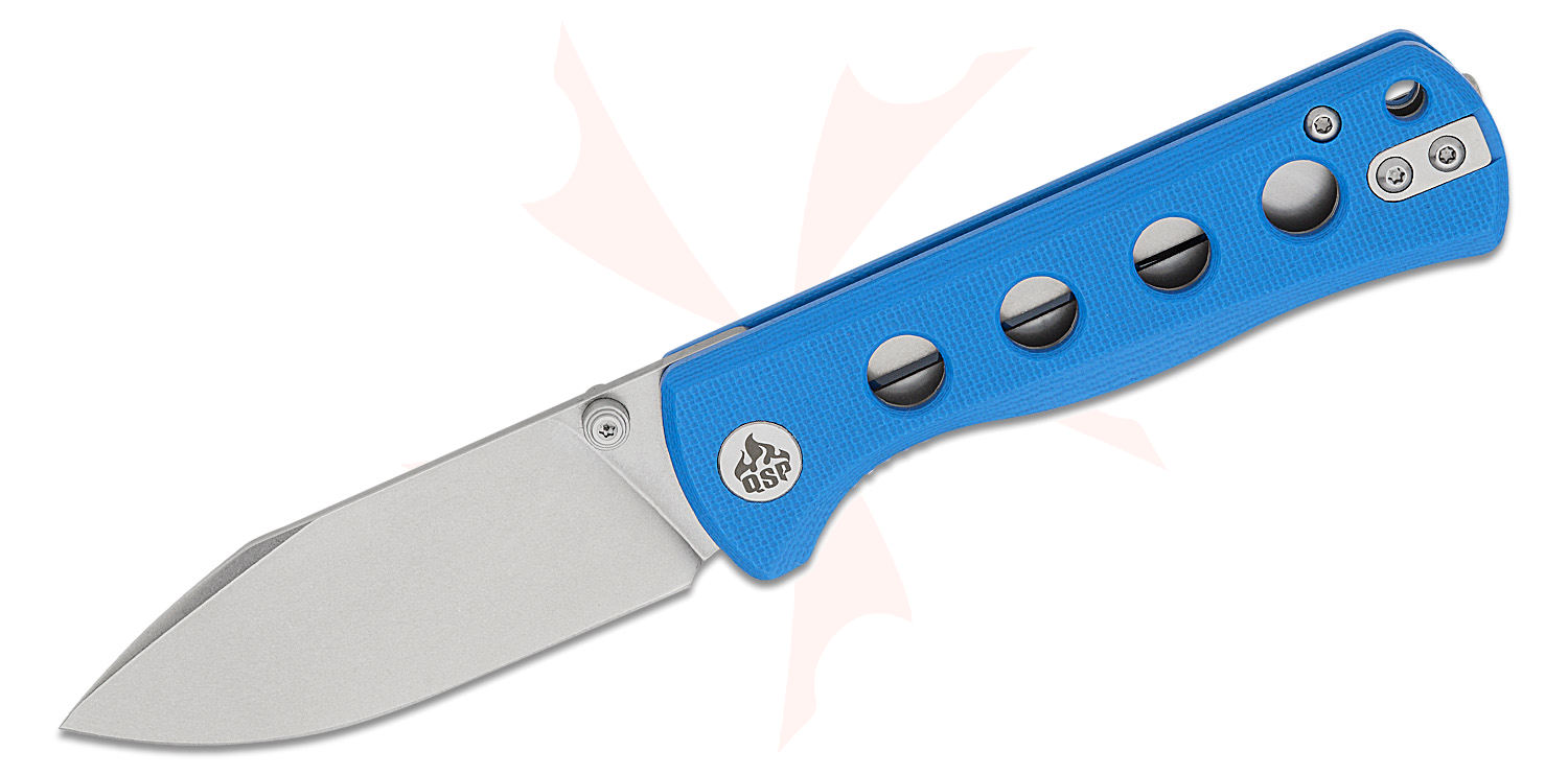 QSP Knives Canary Folding Knife 2.84" 14C28N Stonewashed Drop Point ...