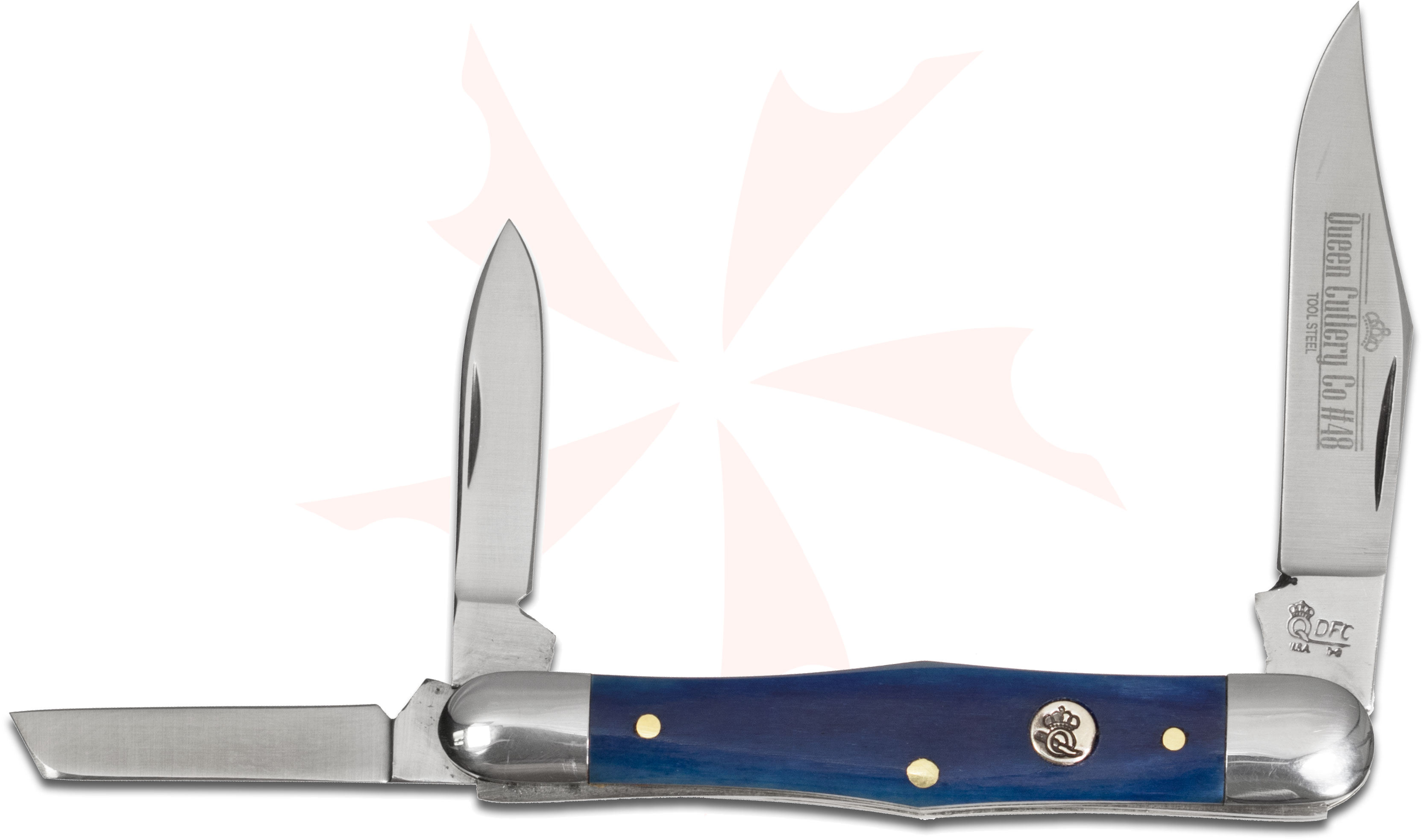 Queen Cutlery #48 Blue Bone Split Back Whittler 3.5