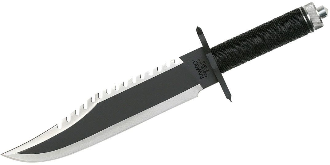 Rambo First Blood Part Ii Standard Edition 10 Blade Black Nylon Cord Handle Knifecenter 9294