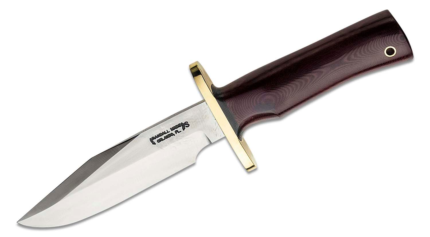 Randall Made Knives Custom Model 15 Airman Fixed Blade Knife 5.5" Stainless Steel Sharpened Clip Point, Maroon Leather Sheath - KnifeCenter