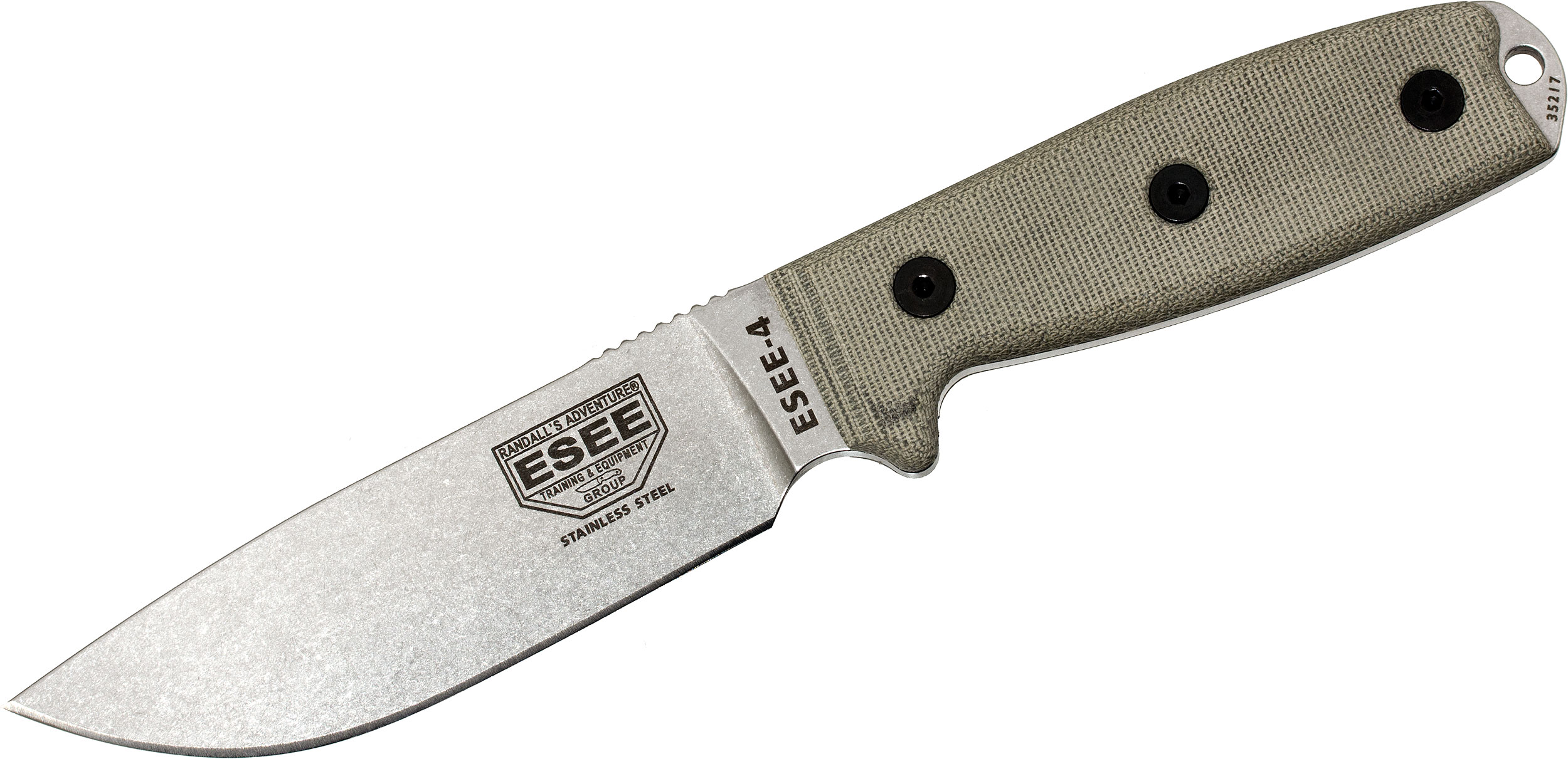 ESEE Knives ESEE4PMBSS 440C Stainless Plain Edge, Black Sheath, MOLLE Back and Clip Plate
