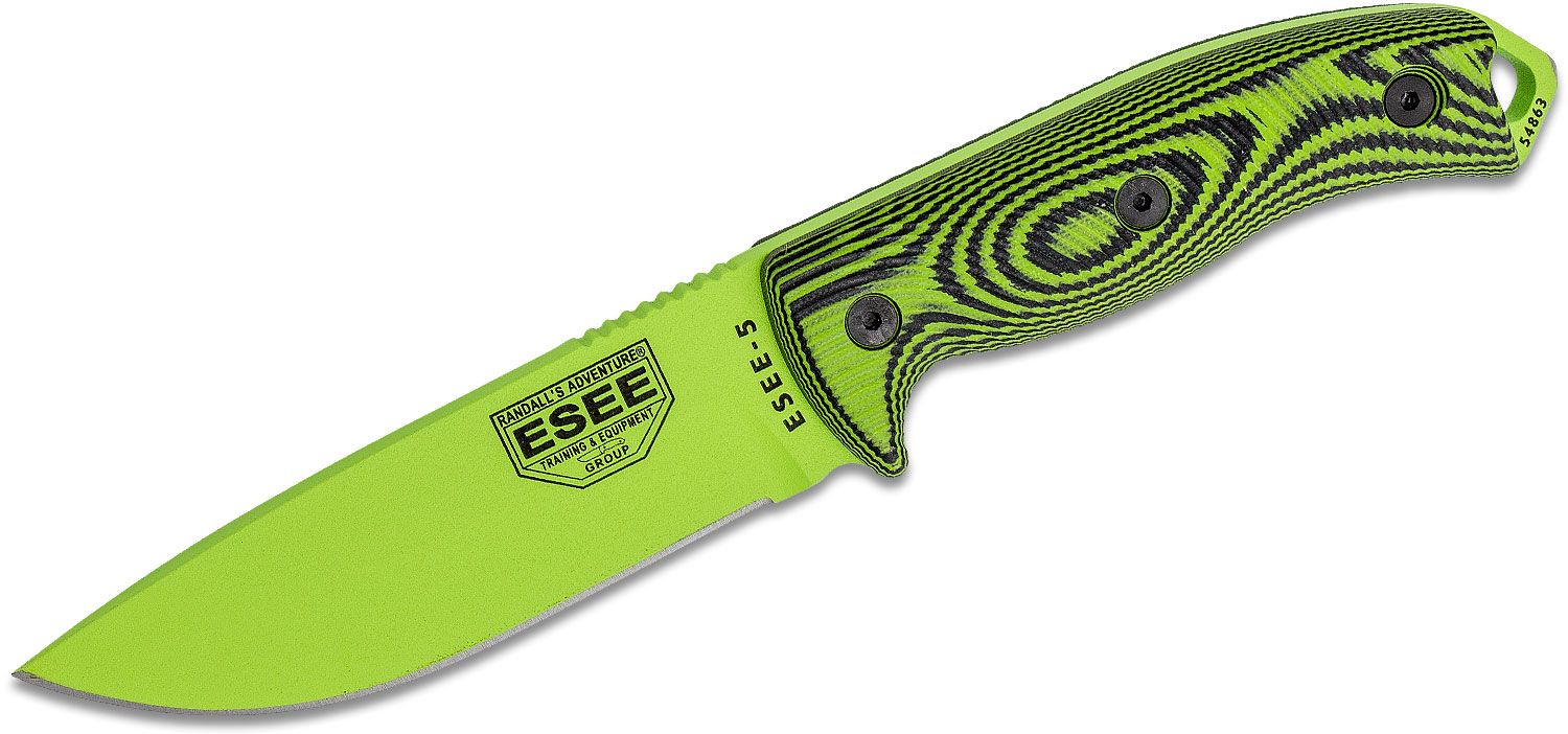 Buy the ESEE ES5PVG007 Model 5 3D Fixed Blade Knife in Venom Green