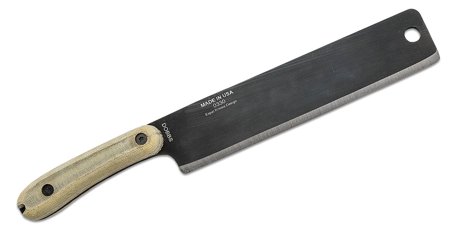 ESEE Knives Expat Libertariat Machete 9 1095 Black Blade, Micarta Handles,  Tan Canvas Sheath - KnifeCenter