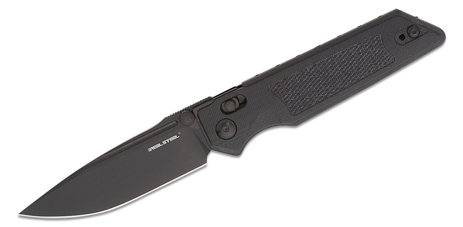 Real Steel Knives Sacra Slide Lock Folding Knife 3.25 K110 Black Drop  Point Blade, White G10 Handles with Black Liners - KnifeCenter Exclusive -  KnifeCenter - 7711WB