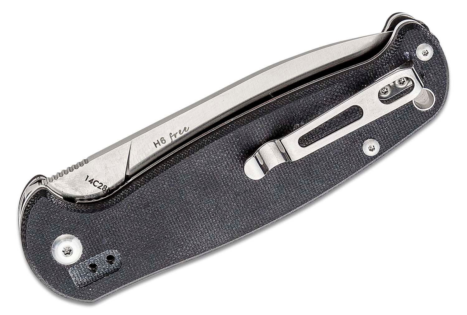 Real Steel Knives H6 Free Two-Handed Folding Knife 3.74 Sandvik 14C28N  Satin Plain Blade, Black G10 Handles - KnifeCenter - 7621