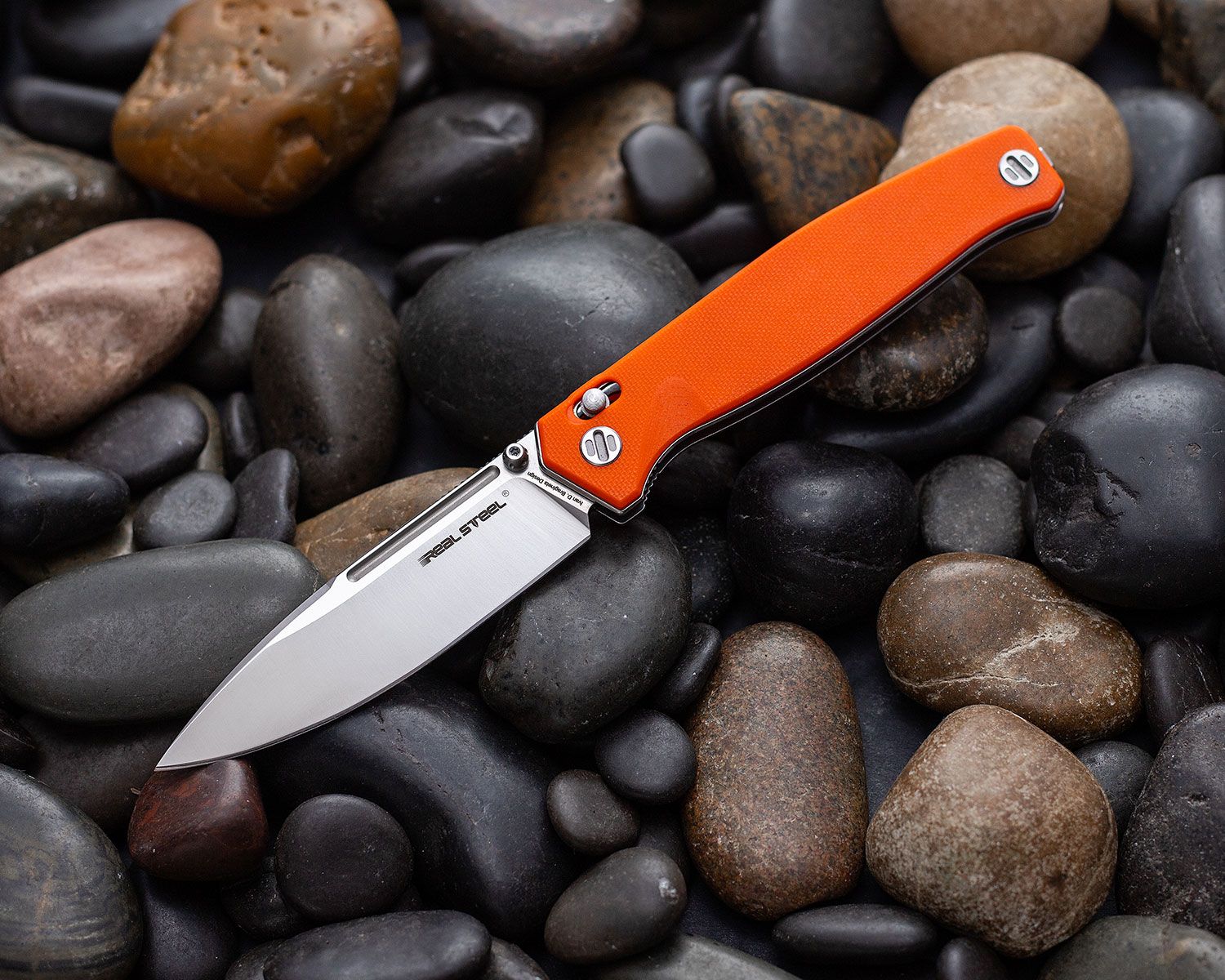 KNIFE PUSH BLACKCAT ORANGE - REAL STEEL