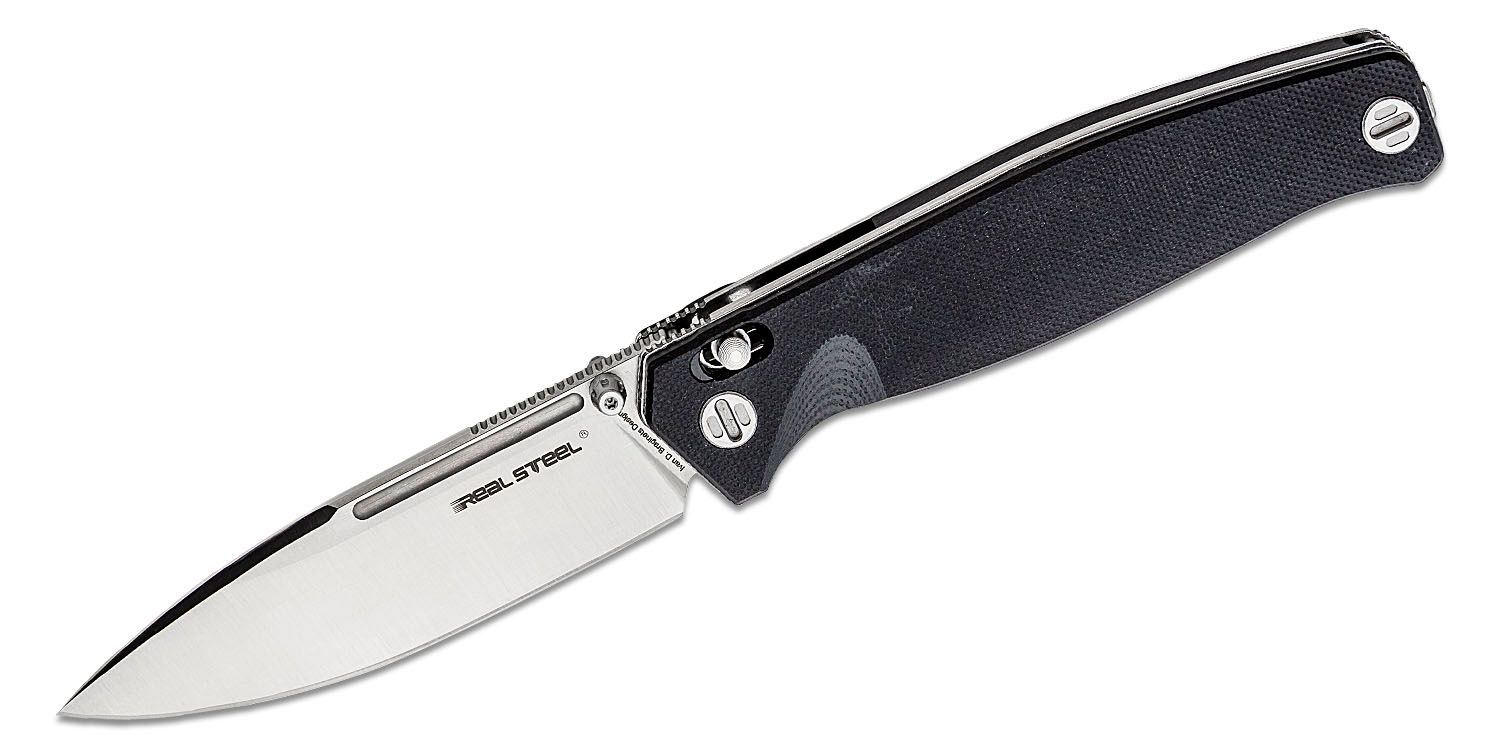 Real Steel Knives Griffin Plunge Lock Folding Knife (3.5 Satin) - Blade HQ