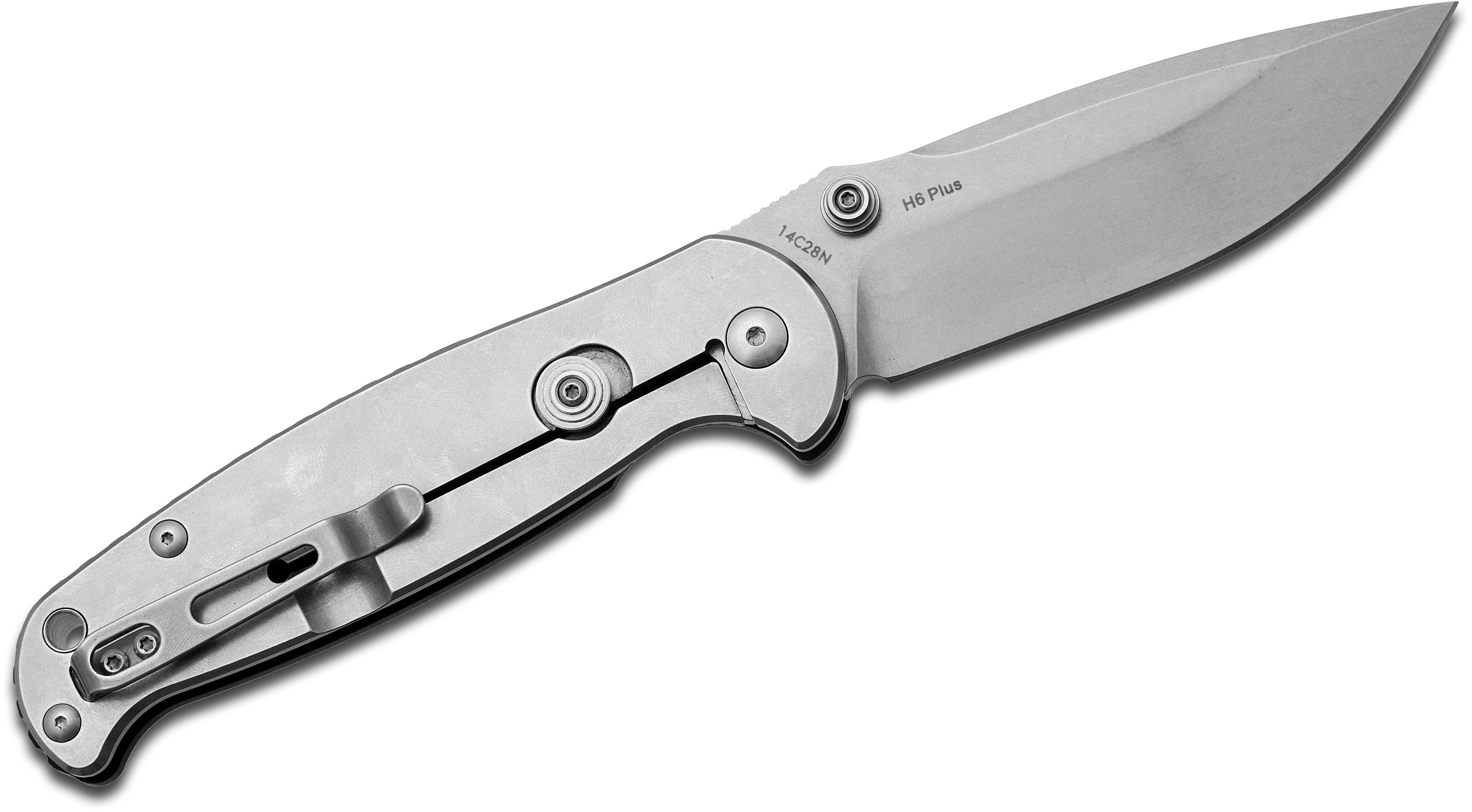 Real Steel Knives H6 Free Two-Handed Folding Knife 3.74 Sandvik 14C28N  Satin Plain Blade, Black G10 Handles - KnifeCenter - 7621