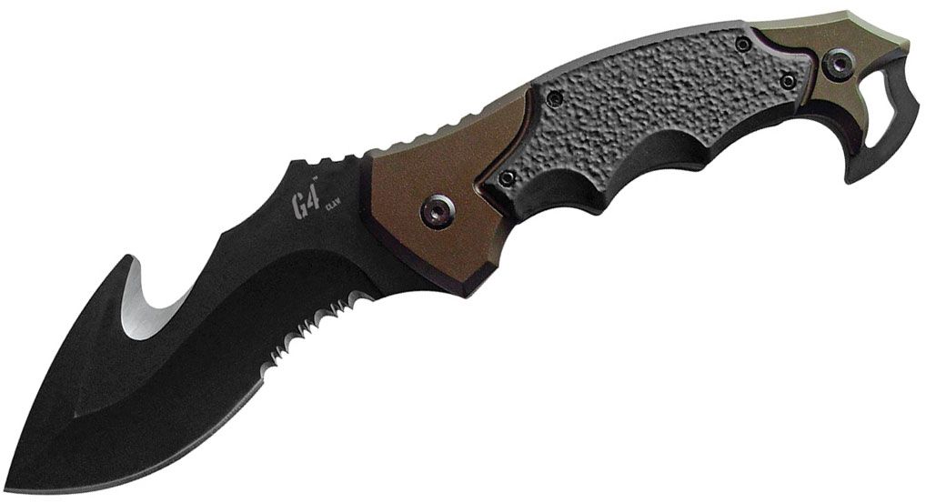 Renegade Tactical Steel G4 Claw Fixed 4.25 Gut Hook Combo Blade, OD Green  Aluminum Handles with ABS Inserts, Nylon Sheath - KnifeCenter - RT107 -  Discontinued