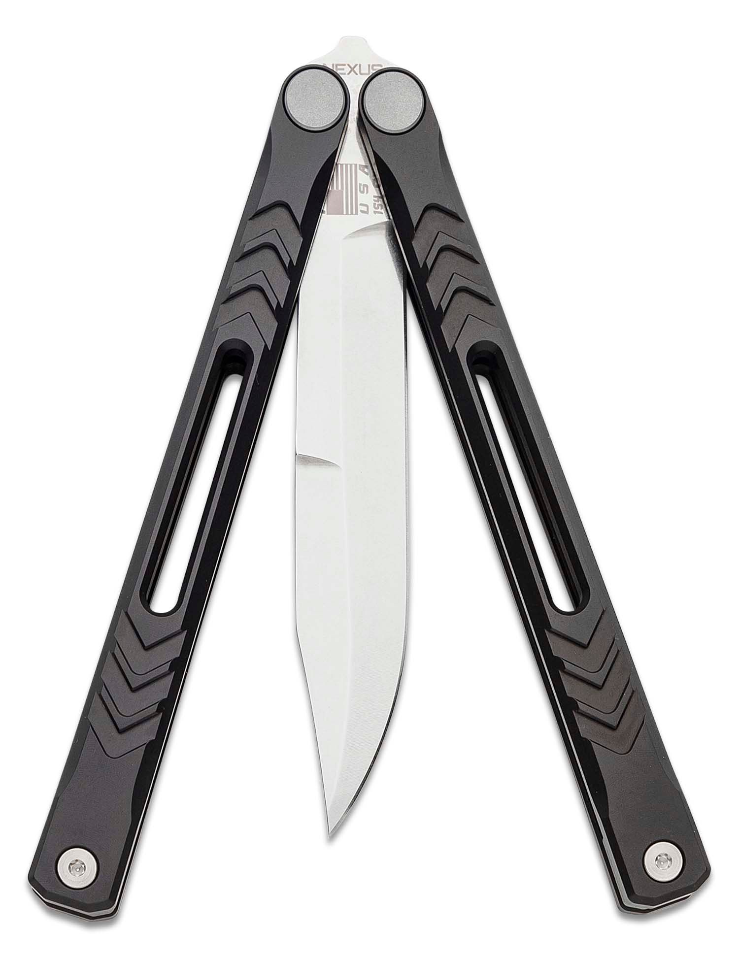 REVO Red Nexus Butterfly Knife, Stonewash Blade