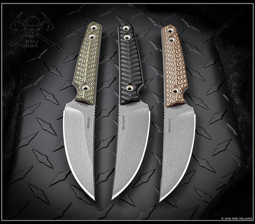 RMJ Jackdaw Cleaver Style Fixed Blade Black G10 Scales w/ Tungsten Cerakote  Nitro V Plain Edge